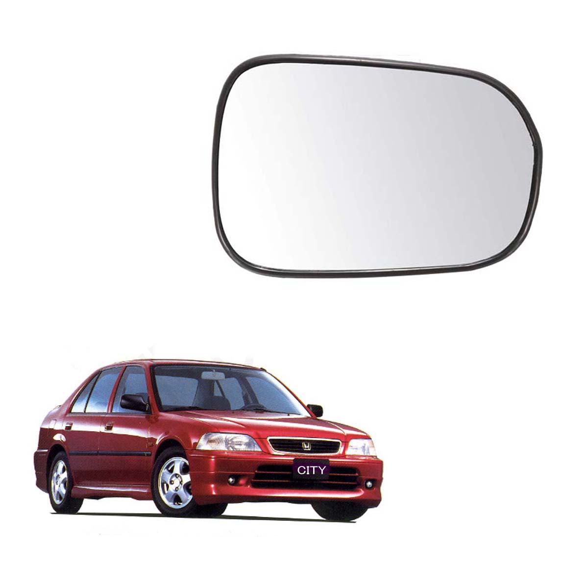 Car Right Side View Mirror Glass For Honda City 2001 To 2003 Model Type-1