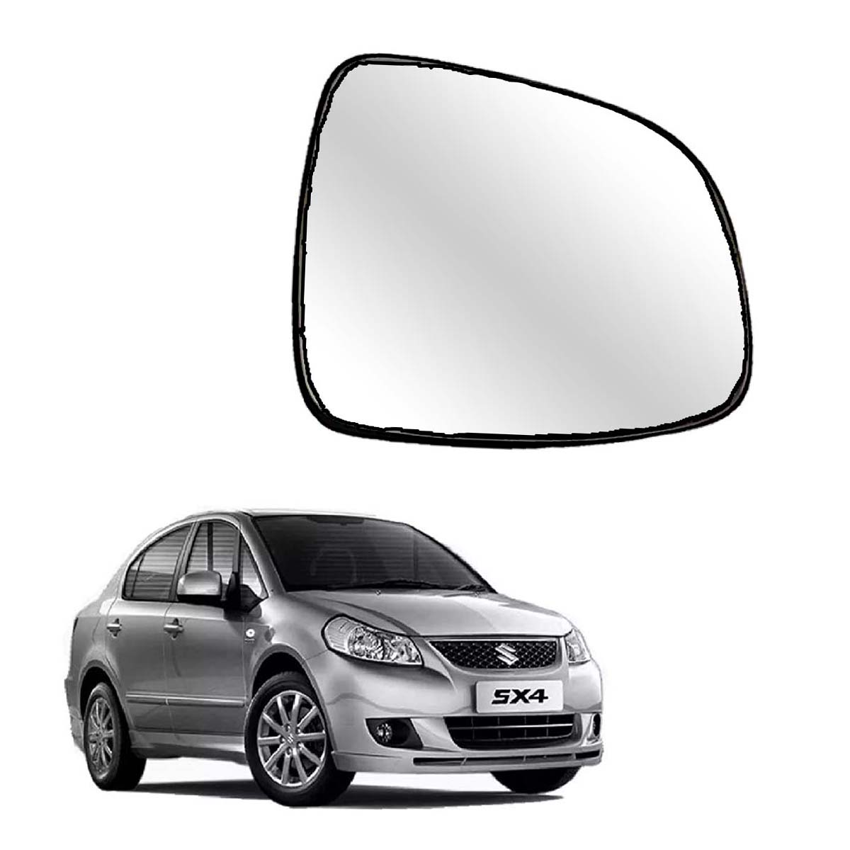 Car Right Side View Mirror Glass For Maruti SX4 2007 To 2012 Model Type-1