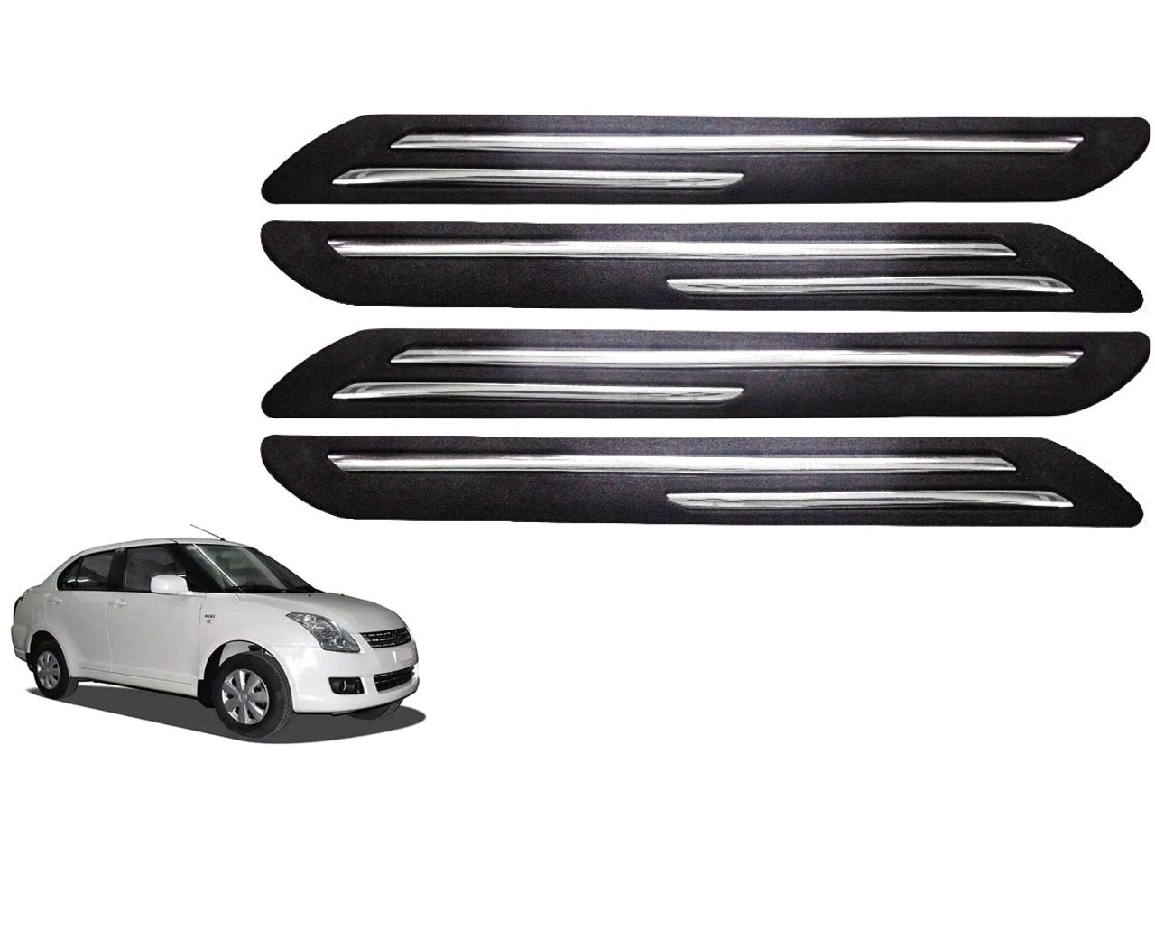 Car Bumper Guard/Bumper Protector Compatible with MARUTI DZIRE 2007 (Set of 4 Pcs)