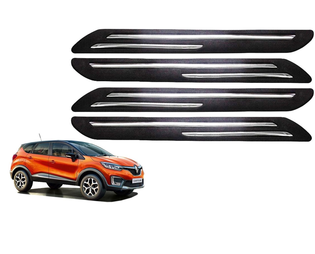 Car Bumper Guard/Bumper Protector Compatible with RENAULT CAPTUR (Set of 4 Pcs)