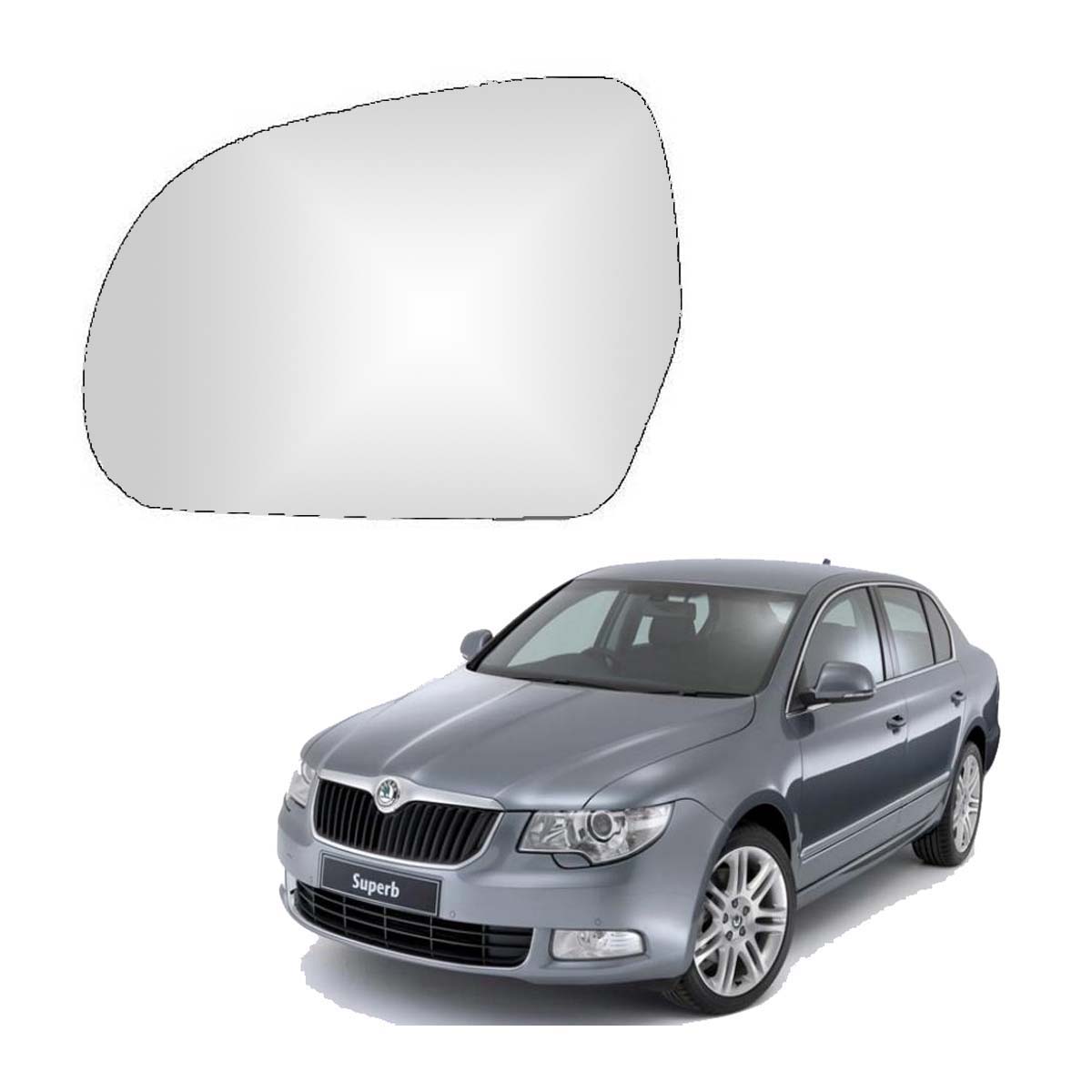 Car Left Side View Mirror Glass For Skoda Superb 2009 To 2013 Model Type-2