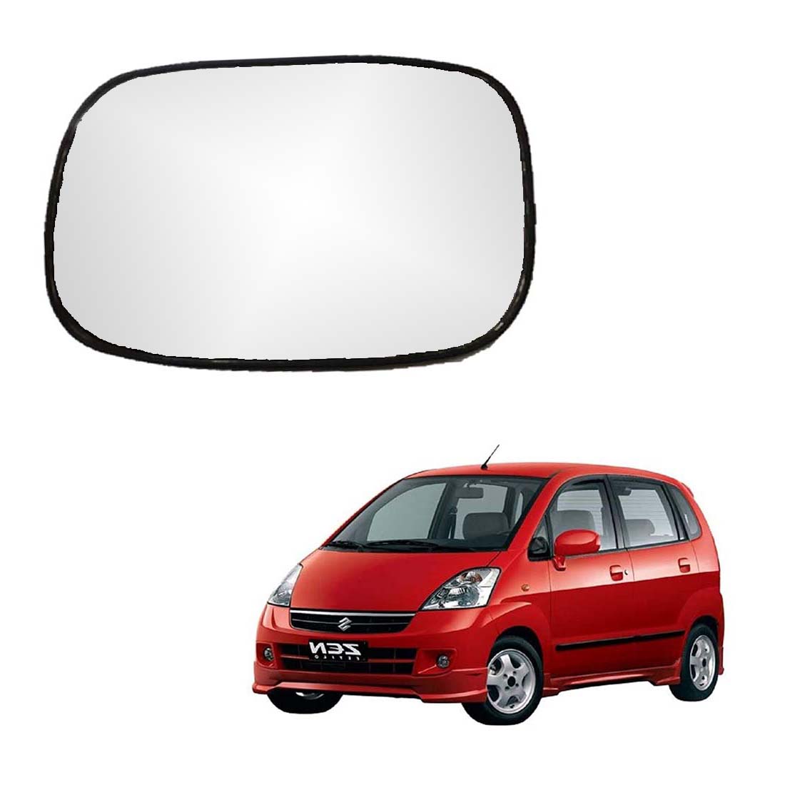 Car Left Side View Mirror Glass For Maruti Zen Estilo 2006 To 2009 Model Type-1