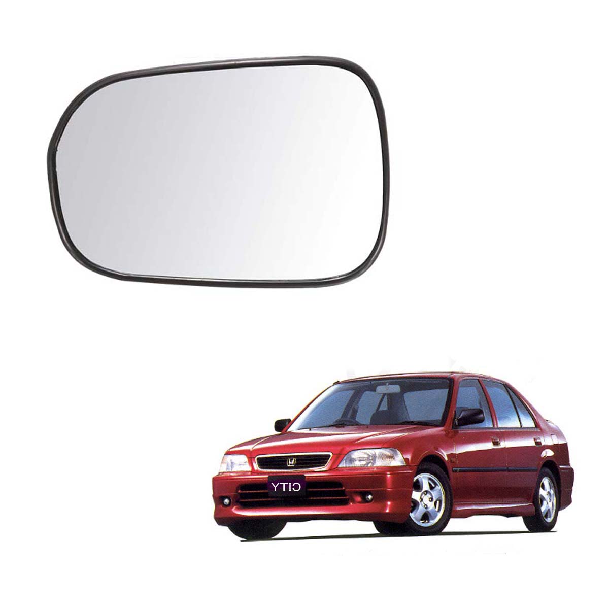 Car Left Side View Mirror Glass For Honda City 2001 To 2003 Model Type-1