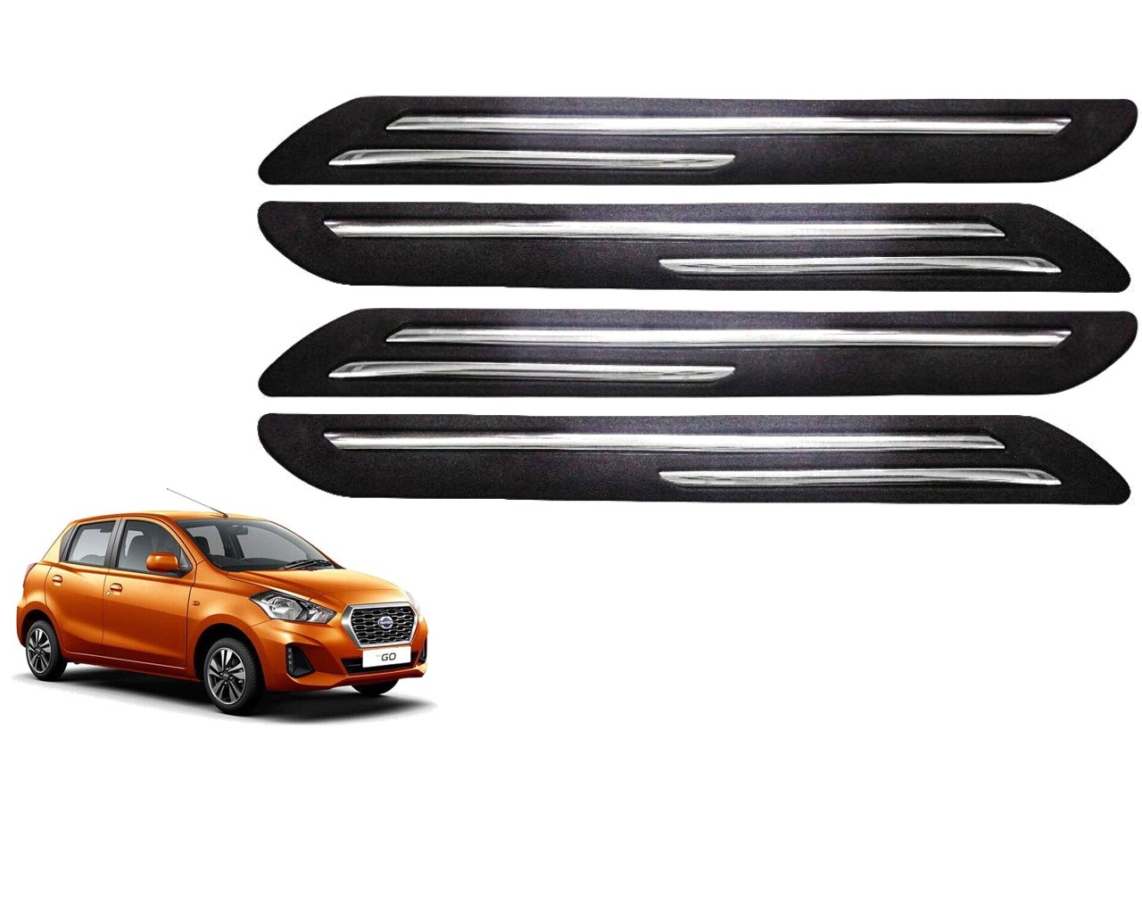 Car Bumper Guard/Bumper Protector Compatible with DATSUN GO (Set of 4 Pcs)