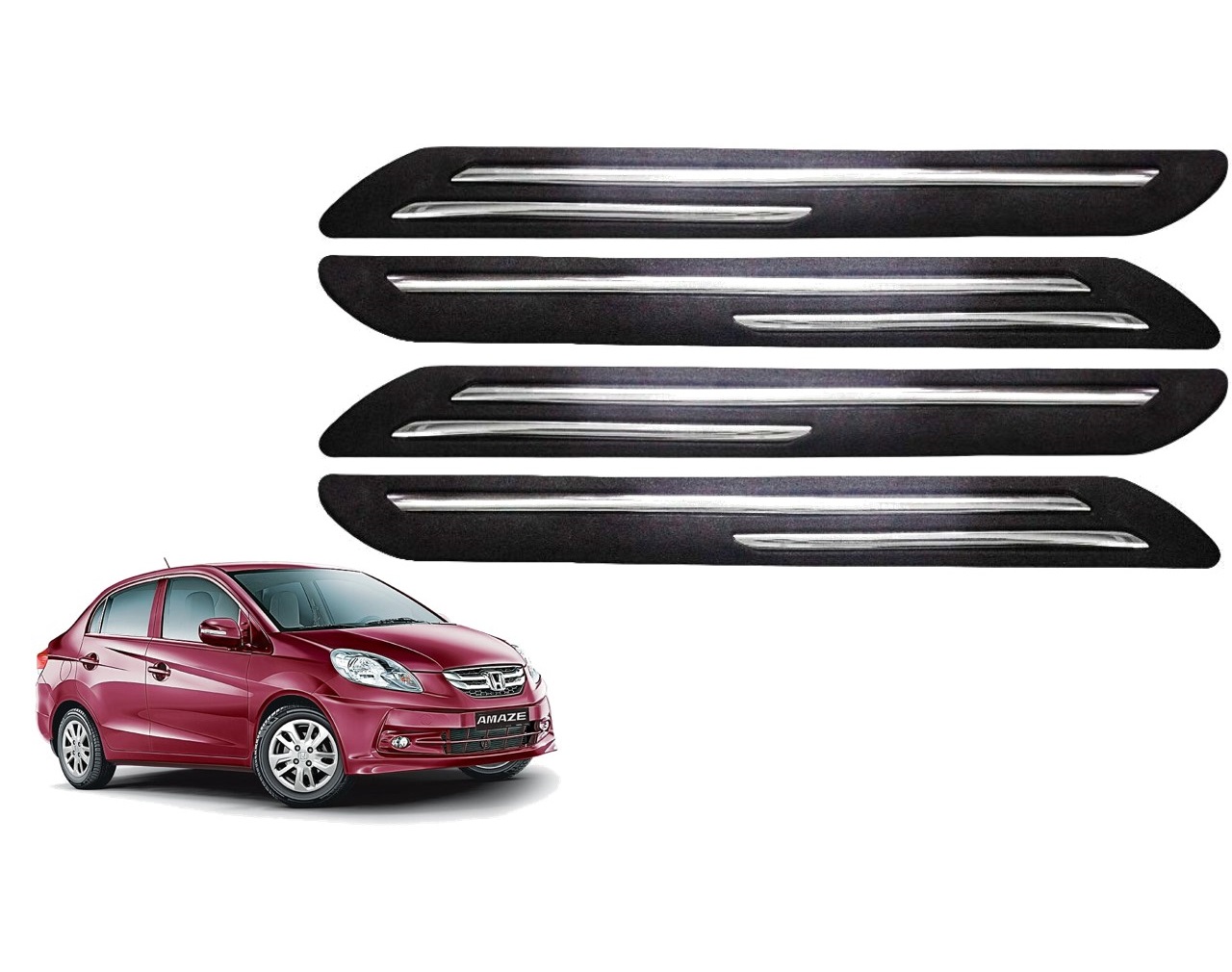 Car Bumper Guard/Bumper Protector Compatible with HONDA OLD AMAZE (Set of 4 Pcs)