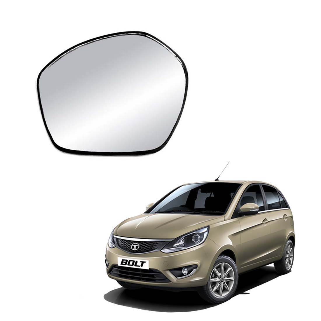 Car Left Side View Mirror Glass For Tata Bolt 2014 To 2021 Model