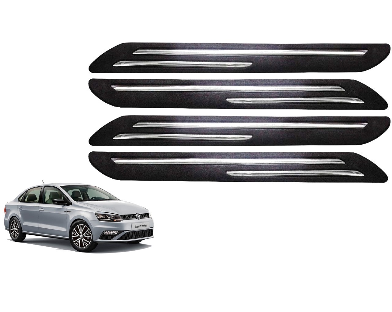 Car Bumper Guard/Bumper Protector Compatible with VOLKSWAGEN VENTO (Set of 4 Pcs)