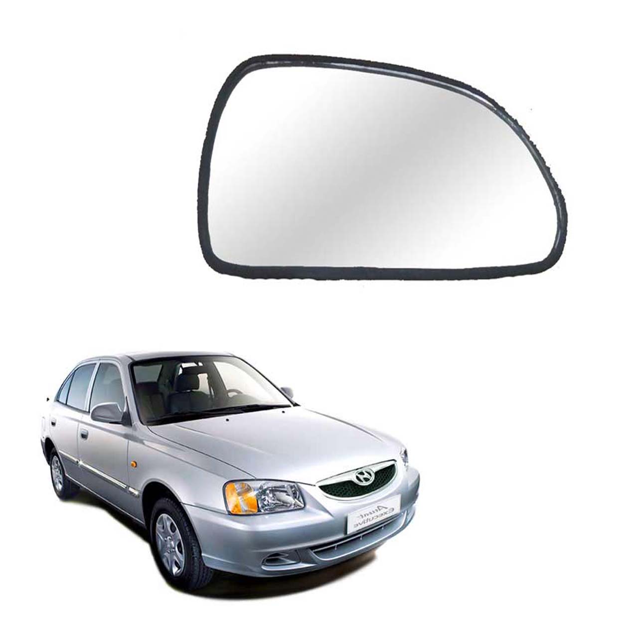 Car Right Side View Mirror Glass For Hyundai Accent 2001 To 2013 Old Model