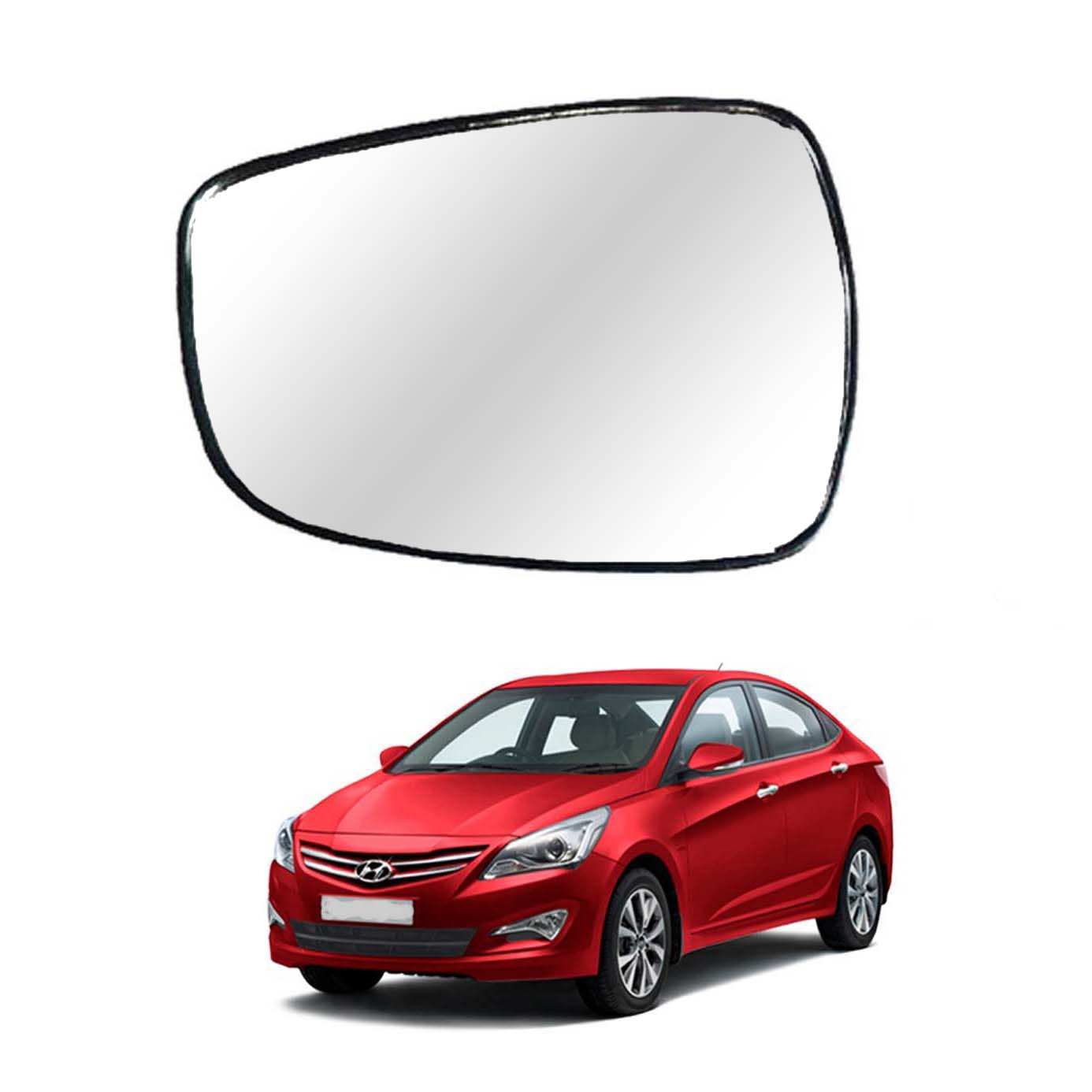 Car Left Side View Mirror Glass For Hyundai Verna Fluidic 2014 To 2017 Model Type-4