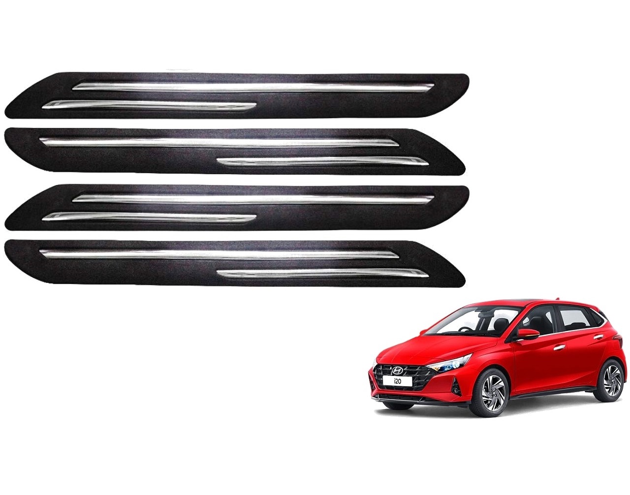 Car Bumper Guard/Bumper Protector Compatible with HYUNDAI I20 2021 (Set of 4 Pcs)