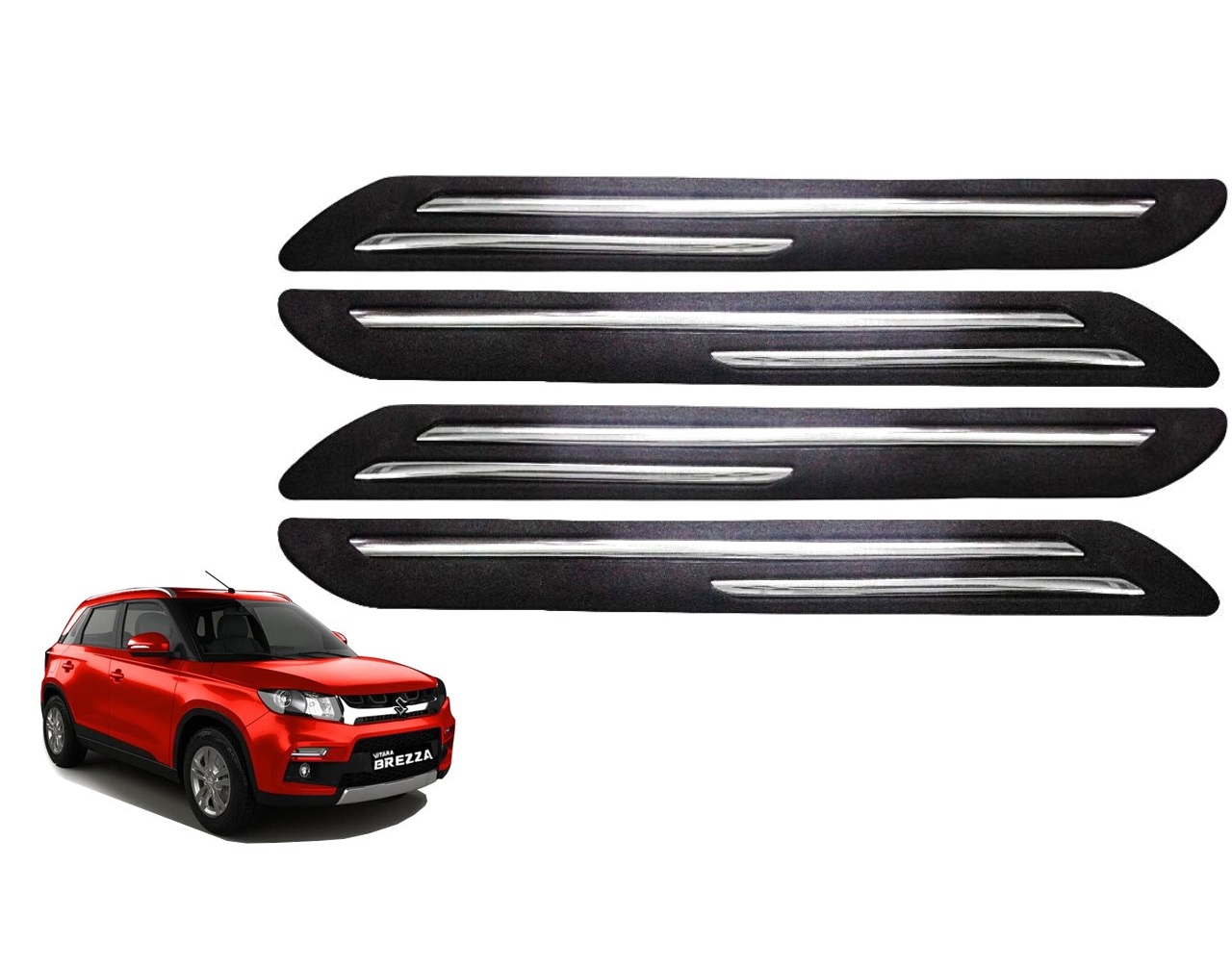 Car Bumper Guard/Bumper Protector Compatible with MARUTI BREZZA 2016  (Set of 4 Pcs)