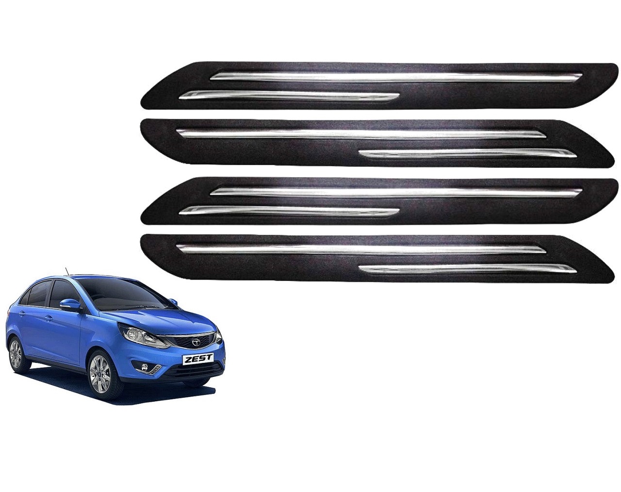 Car Bumper Guard/Bumper Protector Compatible with TATA ZEST (Set of 4 Pcs)