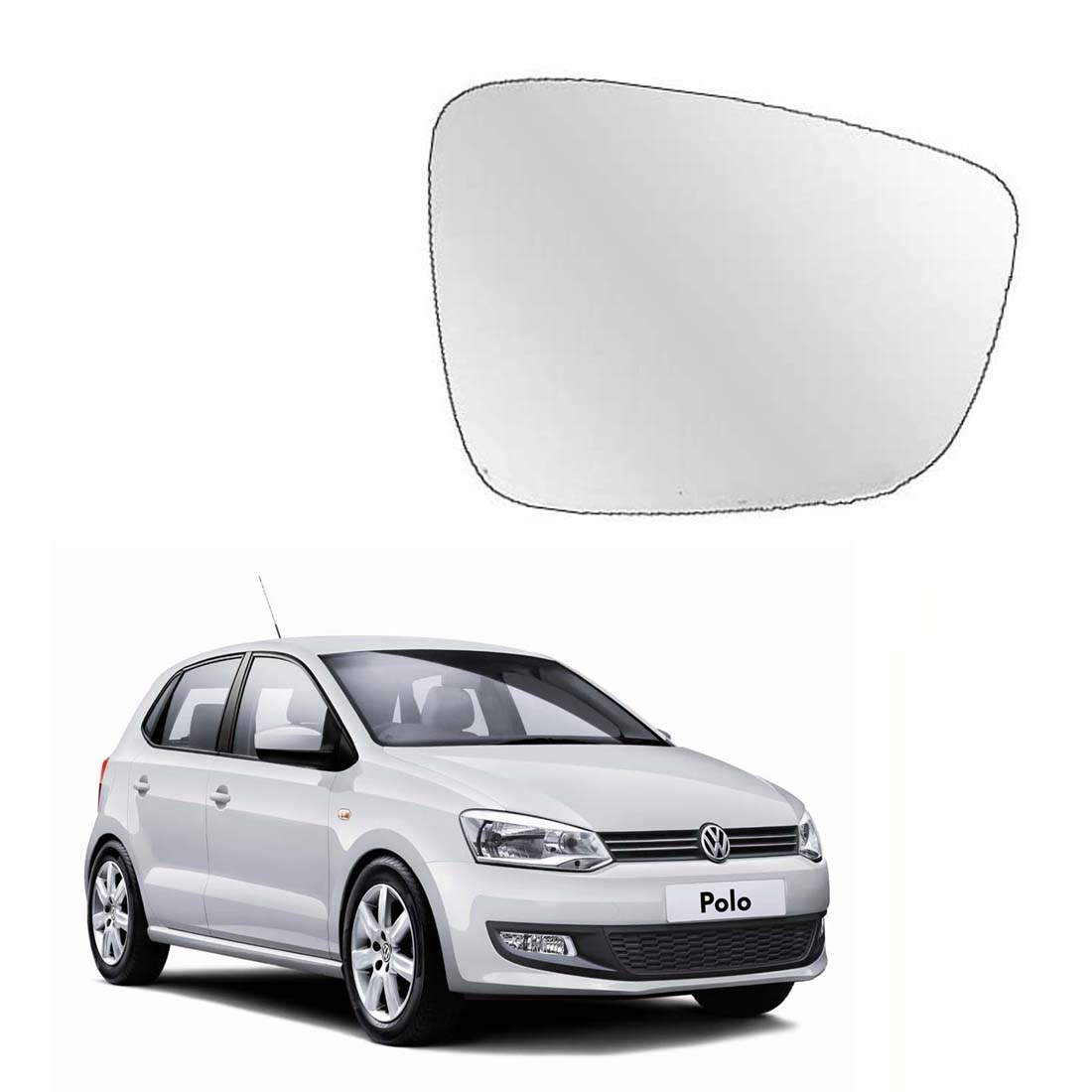 Car Right Side View Mirror Glass For Volkswagen VW Polo 2009 To 2014 Model Type-1