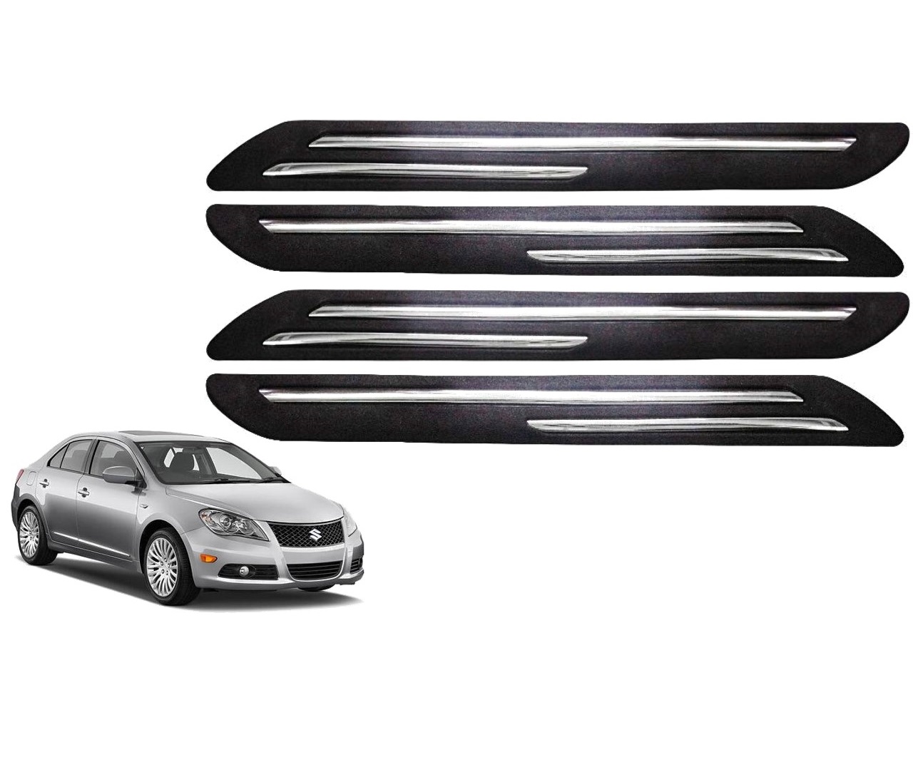 Car Bumper Guard/Bumper Protector Compatible with SUZUKI KIZASHI (Set of 4 Pcs)