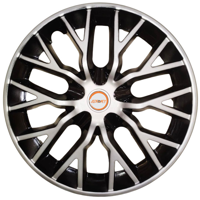 Car Wheel Cover Universal Delta Black And Silver Color Design Available 12'' 13'' 14'' 15'' inches Size Compatible With - R12 INCH Wheel Size