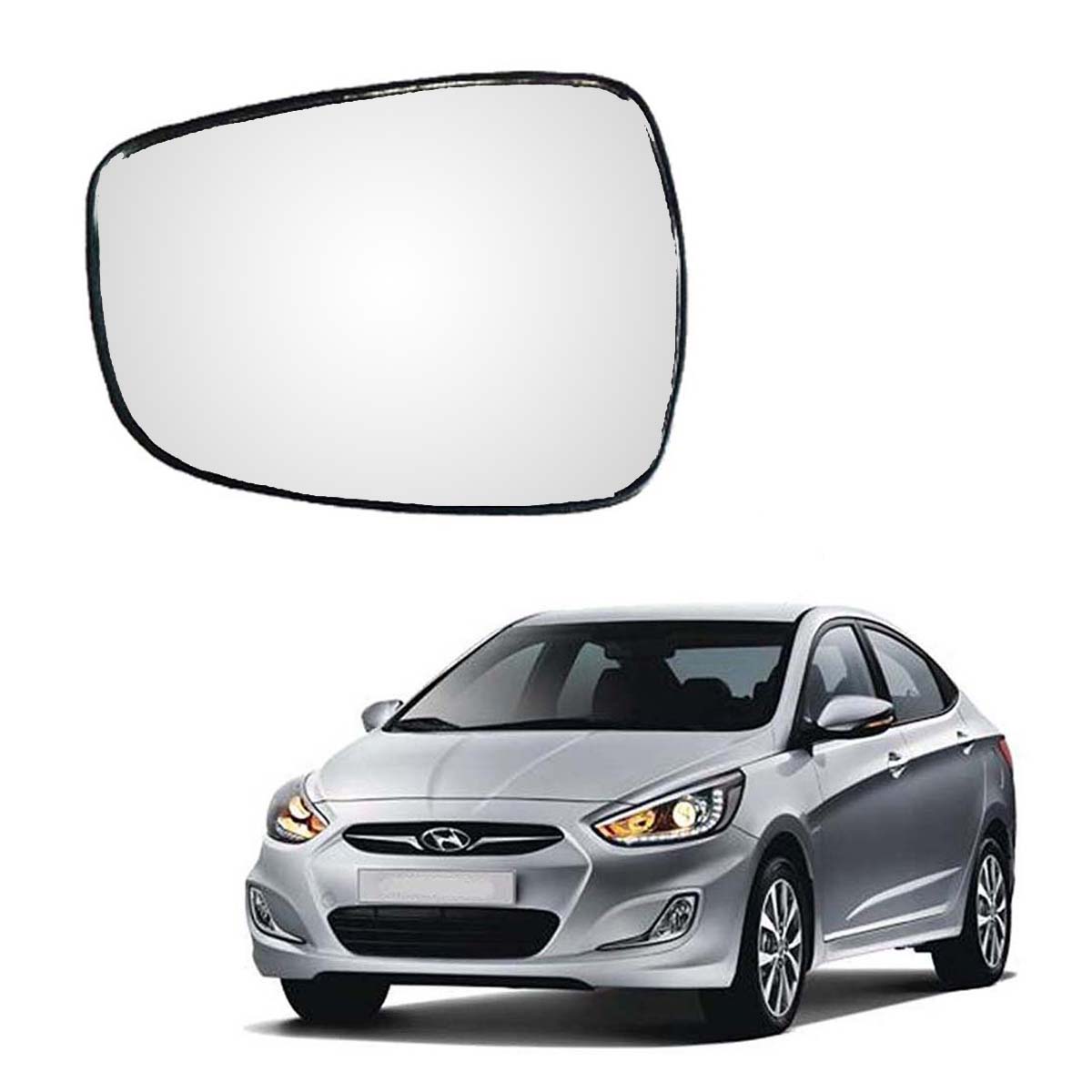 Car Left Side View Mirror Glass For Hyundai Verna Fluidic 2011 To 2014 Model Type-3