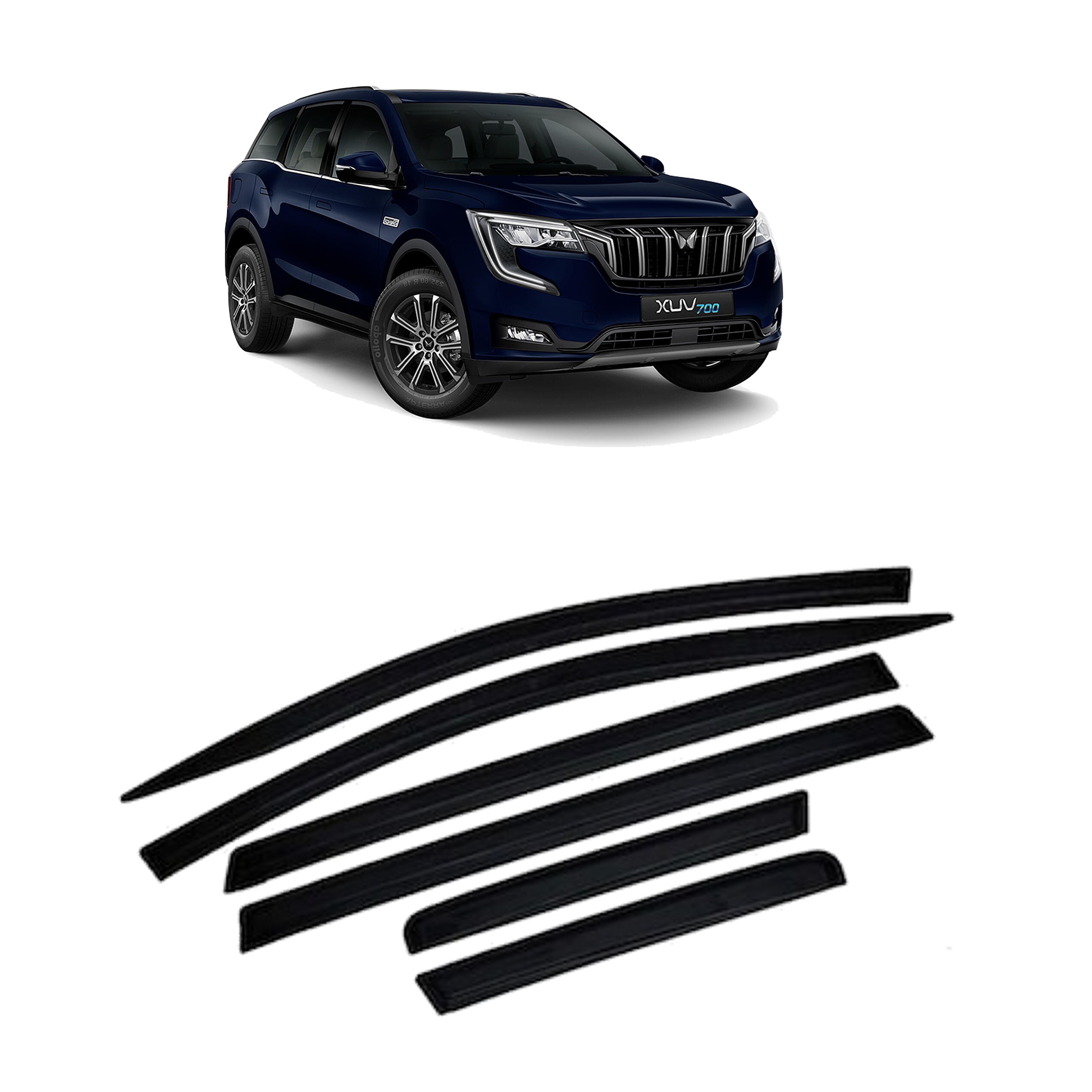 Car Window Rain Door Visor Compatible With Mahindra XUV700 Set Of 6 Pcs.