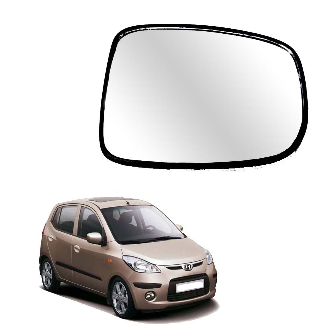 Car Right Side View Mirror Glass For Hyundai I10 Magna 2007 To 2010 Model Type 1