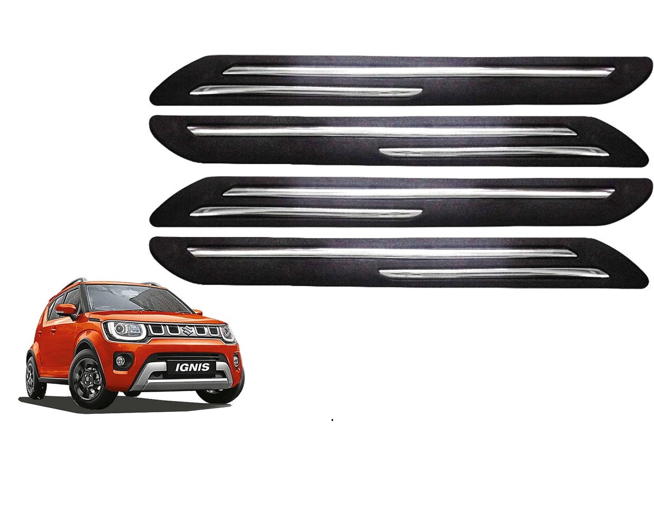 Car Bumper Guard/Bumper Protector Compatible with MARUTI IGNIS (Set of 4 Pcs)