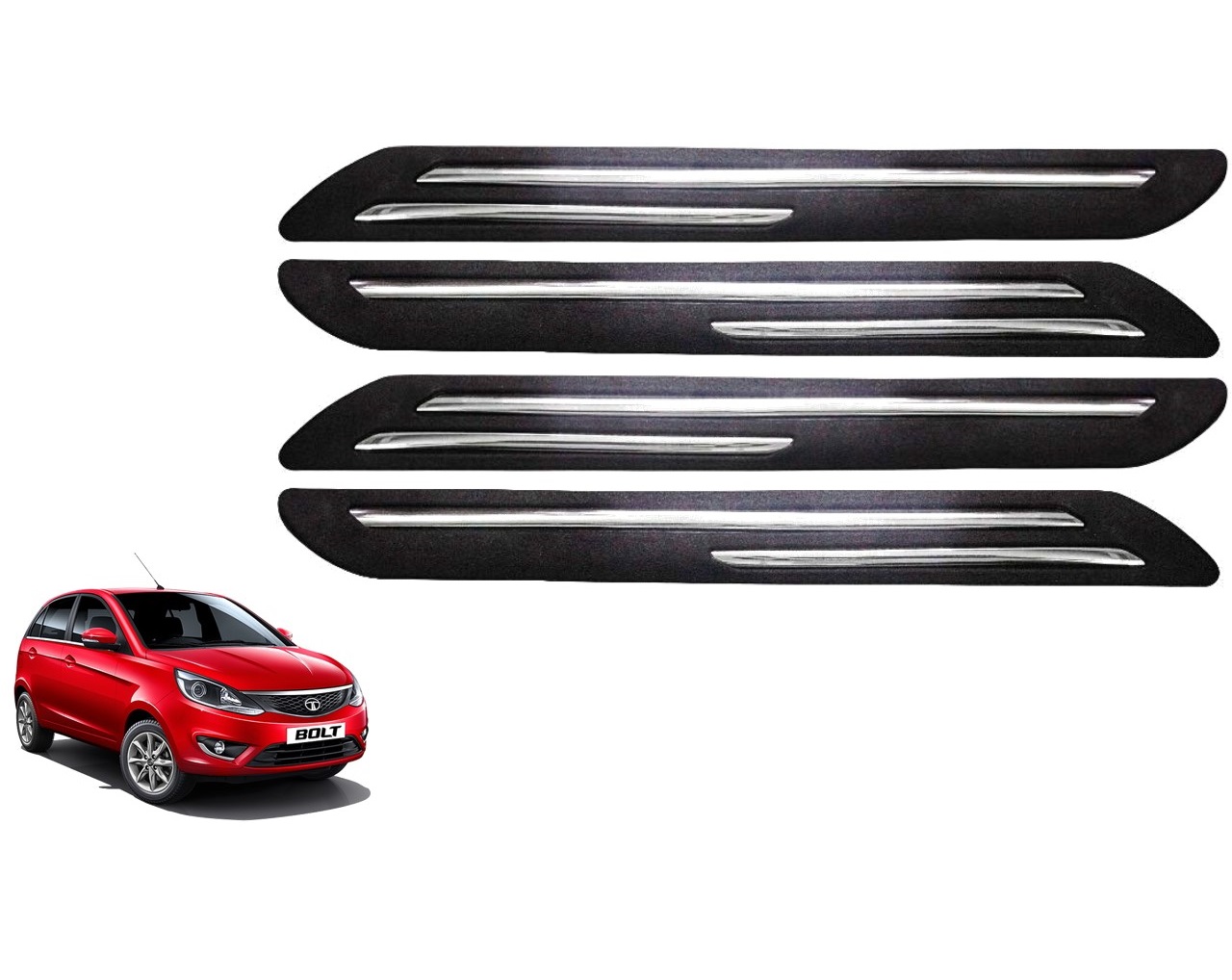 Car Bumper Guard/Bumper Protector Compatible with TATA BOLT  (Set of 4 Pcs)