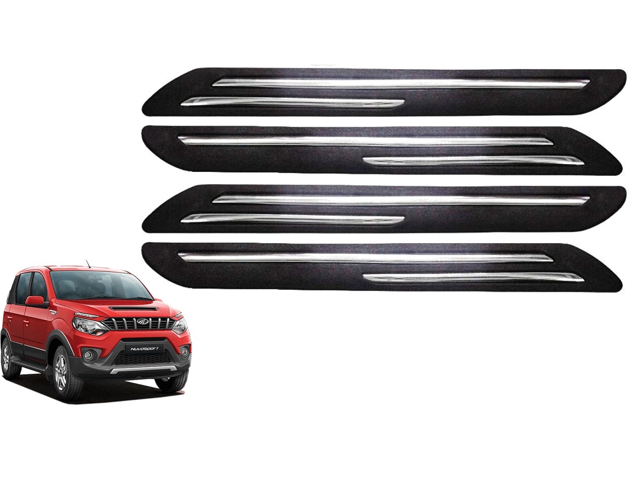 Car Bumper Guard/Bumper Protector Compatible with MAHINDRA NUVOSPORT (Set of 4 Pcs)