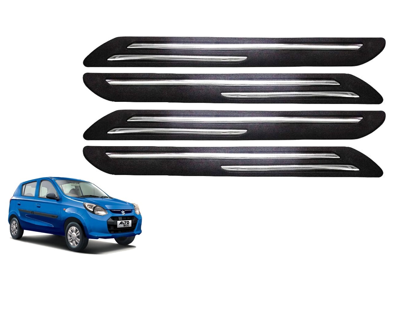 Car Bumper Guard/Bumper Protector Compatible with MARUTI ALTO 800 2012 (Set of 4 Pcs)