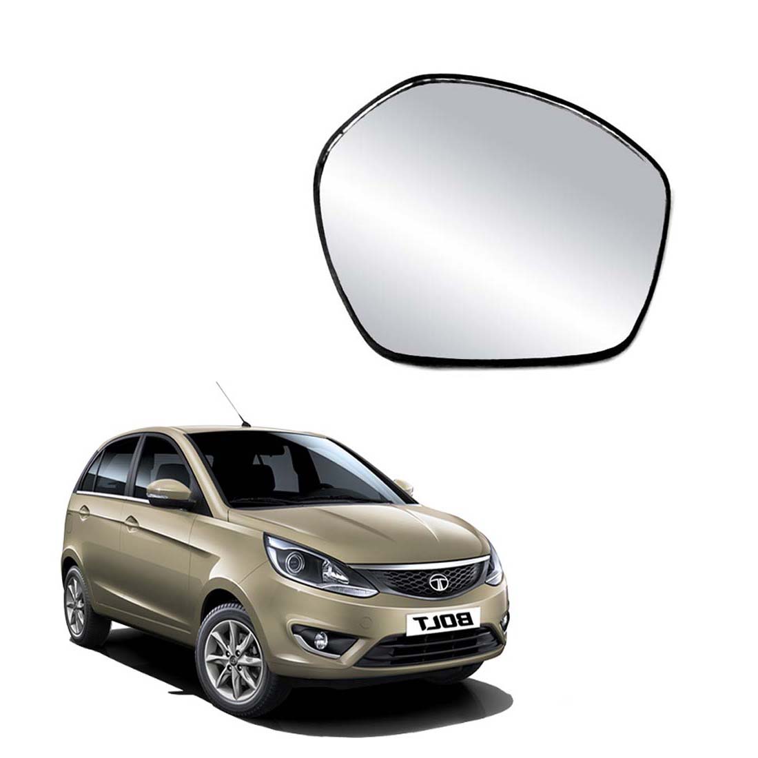 Car Right Side View Mirror Glass For Tata Bolt 2014 To 2021 Model