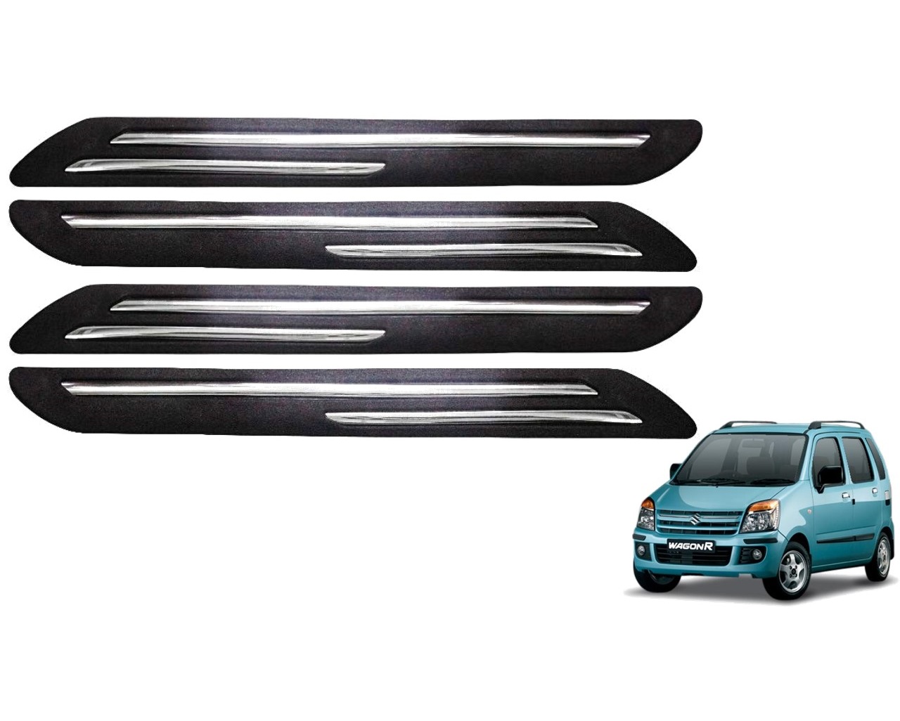 Car Bumper Guard/Bumper Protector Compatible with MARUTI WAGON R 2009 (Set of 4 Pcs)