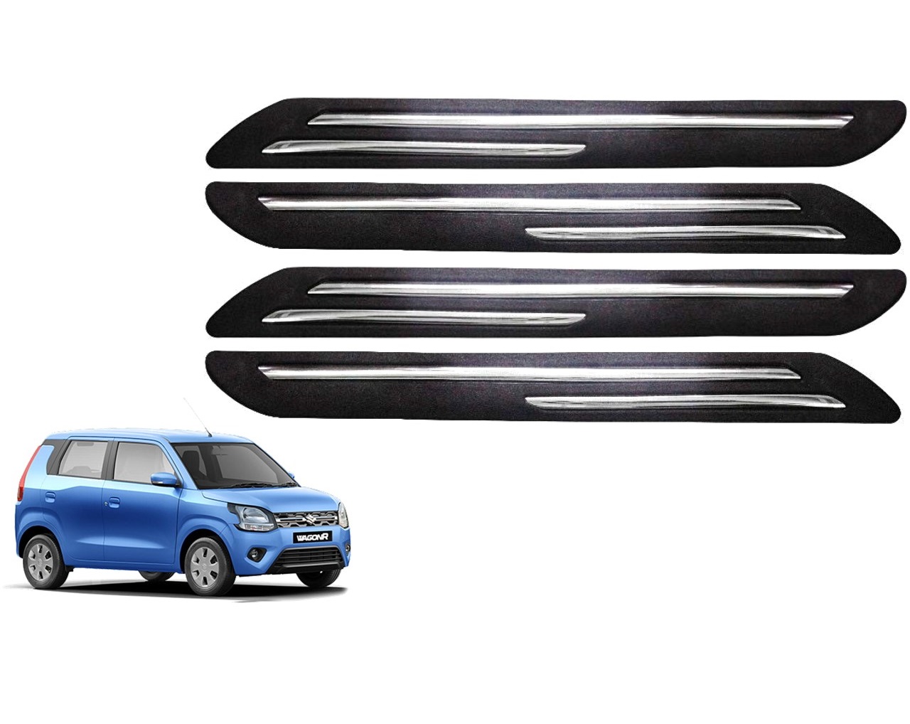 Car Bumper Guard/Bumper Protector Compatible with MARUTI WAGON R 2019 (Set of 4 Pcs)