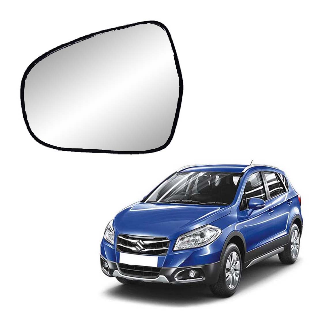 Car Left Side View Mirror Glass For Maruti S-Cross 2015 To 2017 Model Type-1