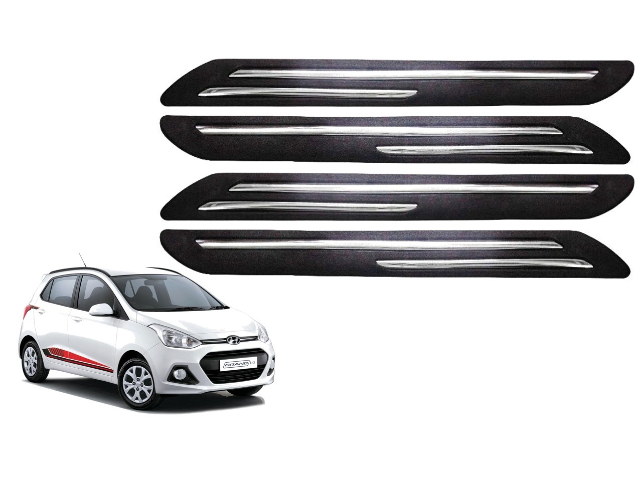 Car Bumper Guard/Bumper Protector Compatible with HYUNDAI GRAND I10 (Set of 4 Pcs)