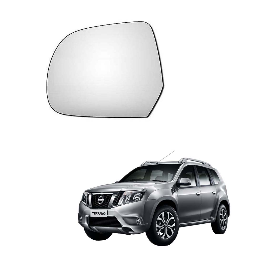 Car Left Side View Mirror Glass For Nissan Terrano 2013 To 2018 Model