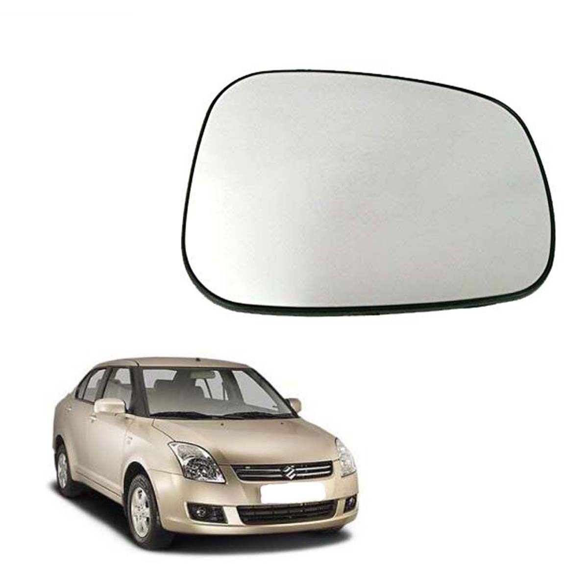 Car Right Side View Mirror Glass For Maruti Swift Dzire 2007 To 2012 Old Model Type 1