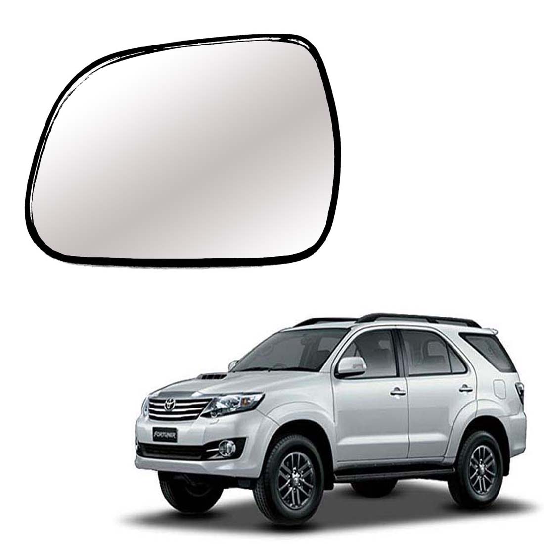 Car Left Side View Mirror Glass For Toyota Fortuner 2012 To 2016 Model Type-2