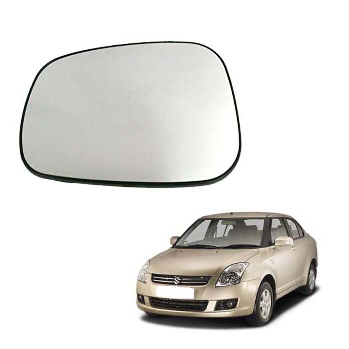 Car Left Side View Mirror Glass For Maruti Swift Dzire 2007 To 2012 Old Model Type 1