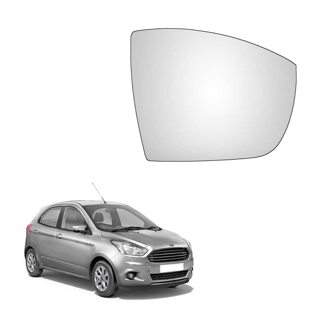 Car Right Side View Mirror Glass For Ford Figo 2015 To 2021 Model Type-2