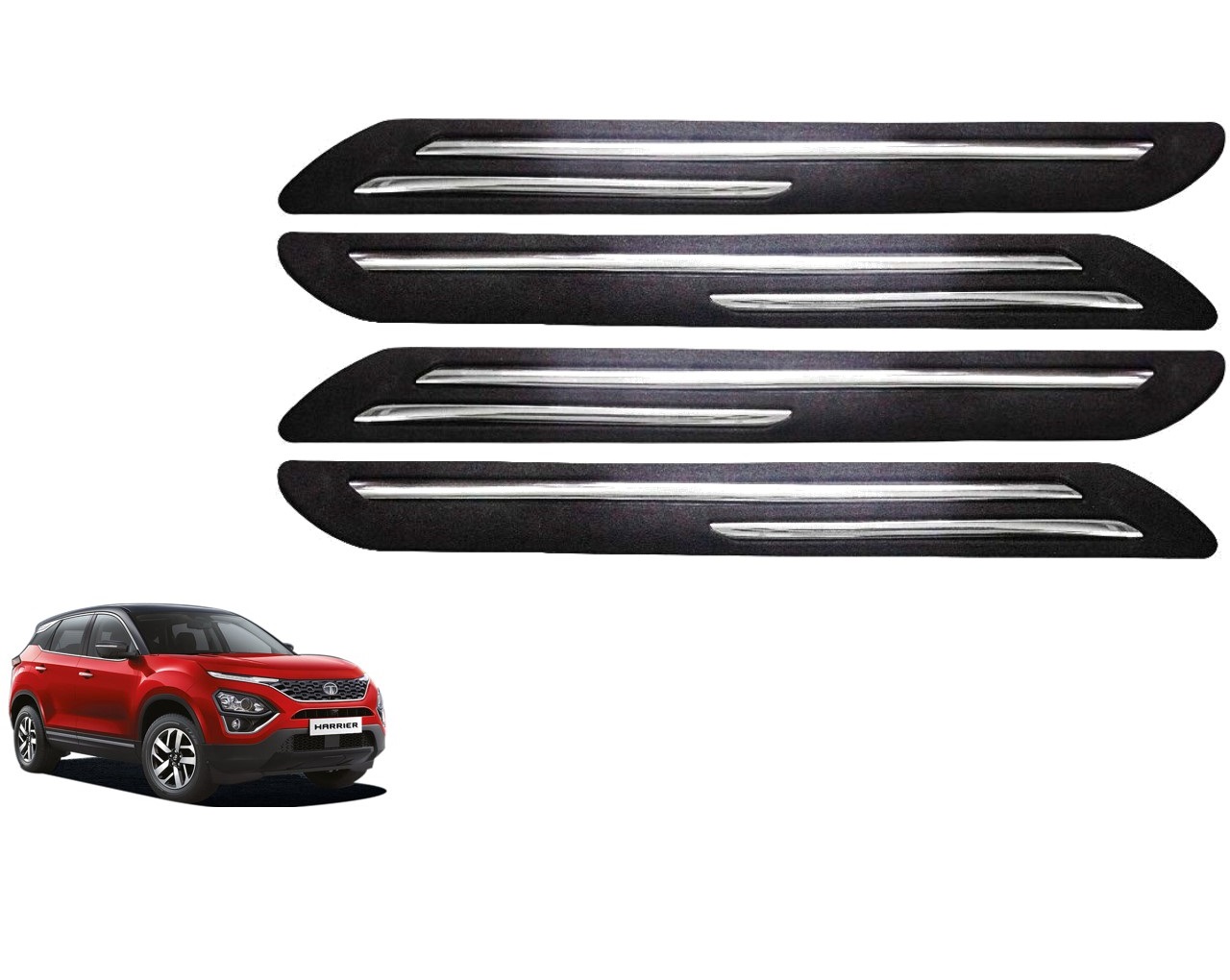 Car Bumper Guard/Bumper Protector Compatible with TATA HARRIER (Set of 4 Pcs)