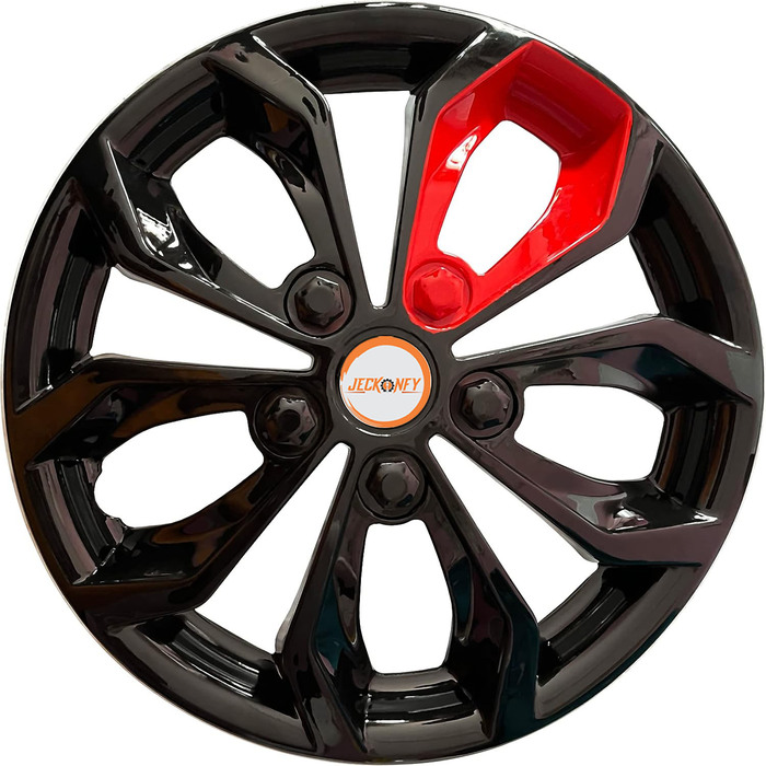 Car Wheel Cover Universal Fury Red Strip Black Color Design Available 12'' 13'' 14'' 15'' 16'' 17'' inches Size Compatible With - R12 Wheel Size