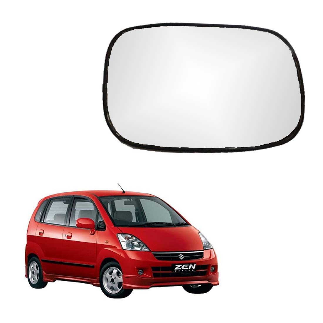 Car Right Side View Mirror Glass For Maruti Zen Estilo 2006 To 2009 Model Type-1