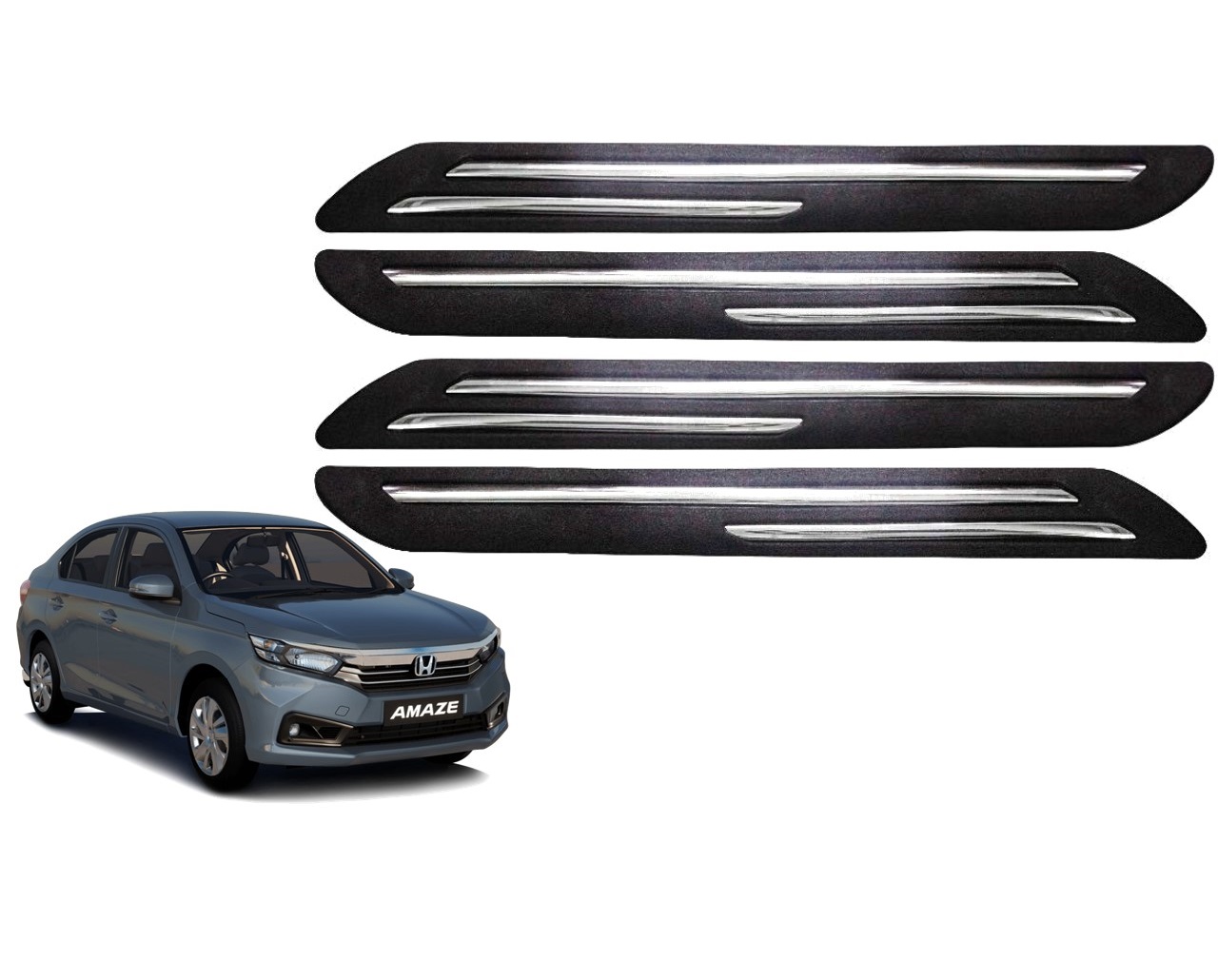 Car Bumper Guard/Bumper Protector Compatible with HONDA AMAZE 2018 (Set of 4 Pcs)