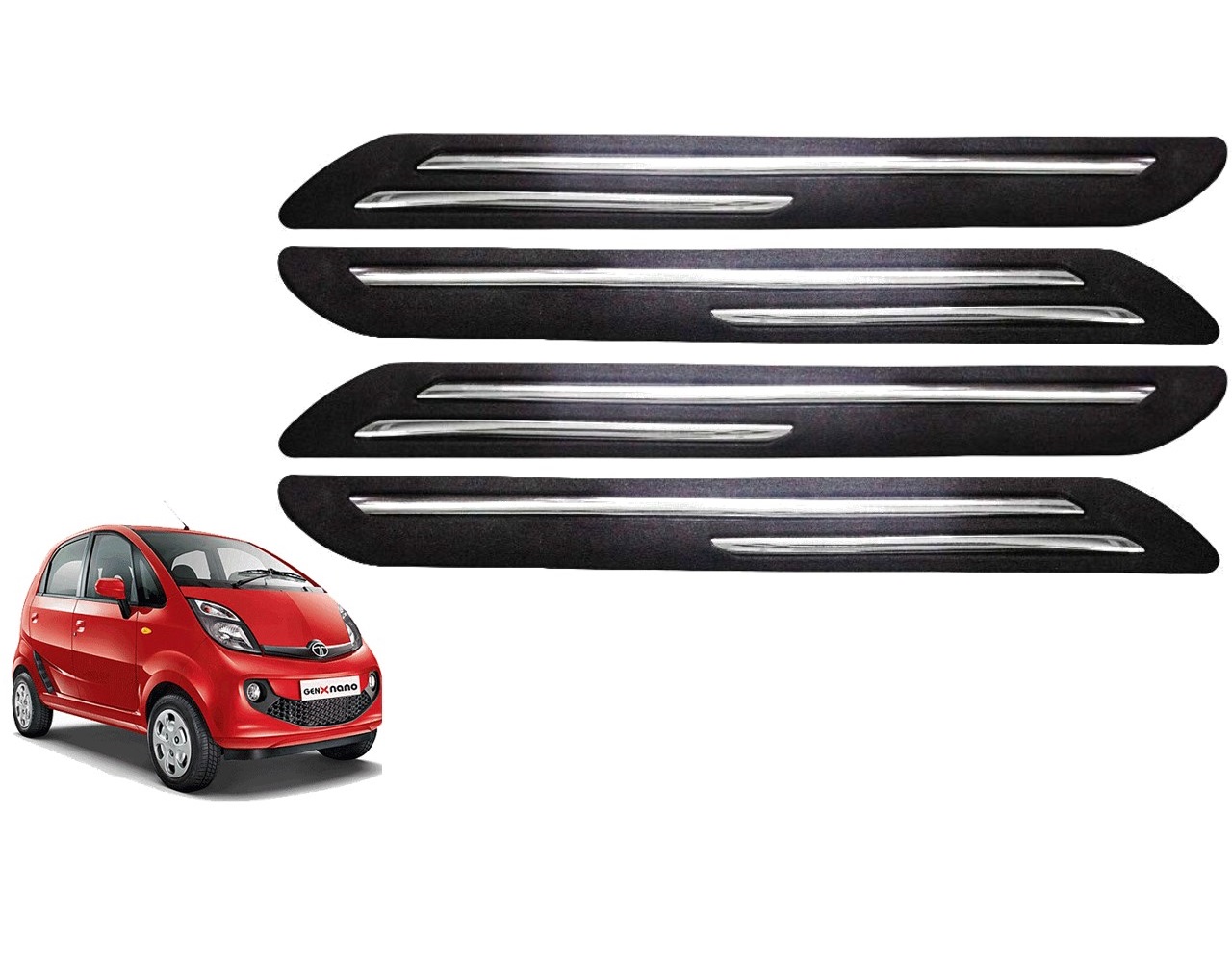 Car Bumper Guard/Bumper Protector Compatible with TATA NANO GENX (Set of 4 Pcs)