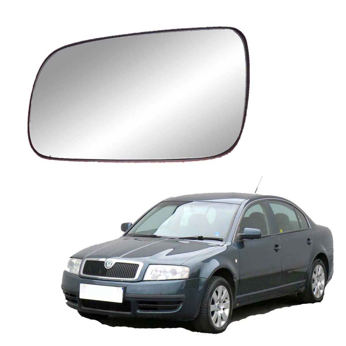 Car Left Side View Mirror Glass For Skoda Superb 2005 To 2009 Model Type-1