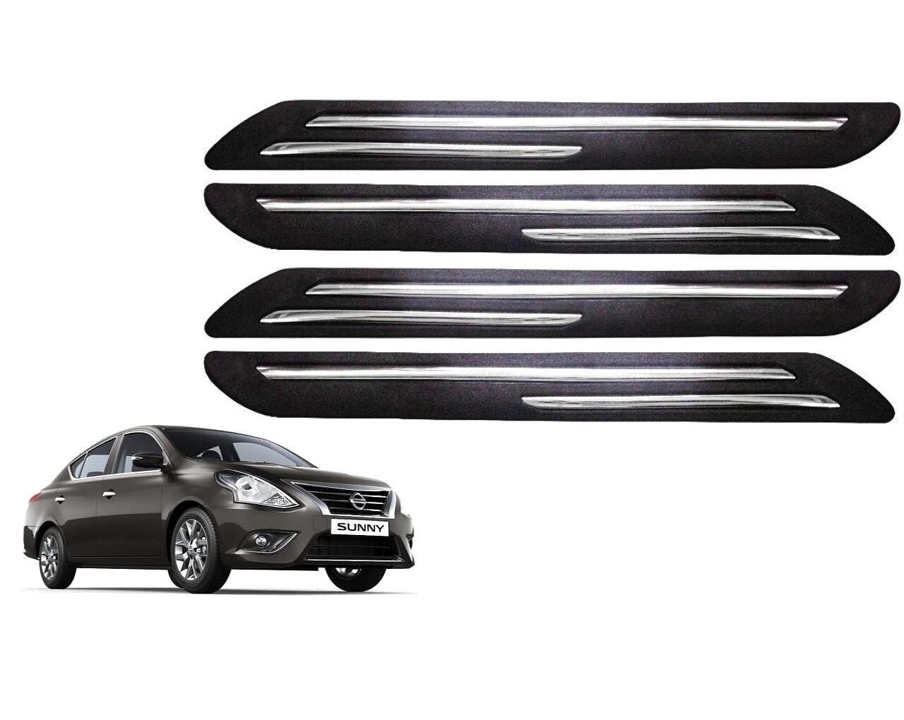 Car Bumper Guard/Bumper Protector Compatible with NISSAN SUNNY (Set of 4 Pcs)